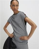 River Island Womens Top Grey Short Sleeve Herringbone Print Interlock Blouse - L Regular