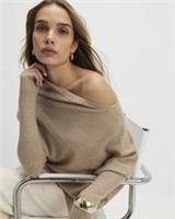 River Island Womens Jumper Brown Ribbed Off The Shoulder Pullover Sweater Top - XS Regular