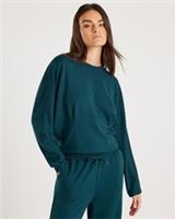 River Island Womens Sweatshirt Green Premium Batwing Sleeve Fitted Pullover Top - L Regular