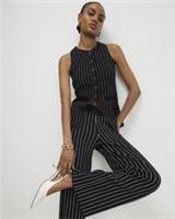 River Island Womens Waistcoat Black Pinstripe Longline Crew Button Jumper Top - XS Regular