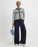 River Island Womens Wide Leg Trousers Navy Tailored Elasticated Pants Bottoms - XL Regular