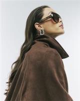 River Island Womens Bomber Jacket Brown Faux Suede Collared Outerwear Top - L Regular