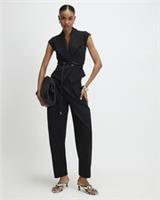 River Island Womens Tapered Trousers Black Pleated Side Zip Pants Bottoms - S Regular