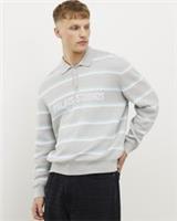River Island Mens Jumper Grey Regular Fit Palais Studios Rugby Pullover Sweater - S Regular
