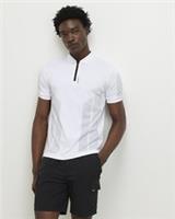 River Island Mens Polo Shirt White Slim Fit Graphic Collared Short Sleeves Top - M Regular