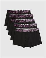 River Island Mens Trunks Black Metallic Waistband 5 Pack Underwear Bottoms - M Regular