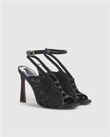 River Island Womens Heels Black Butterfly Design Caged Buckle Open Toe Shoes