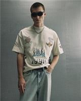 River Island Mens T-Shirt Beige Oversized Cotton Graffiti Print T Shirt Tee Top - XL Regular