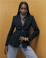 River Island Womens Blazer Black Long Sleeve Cinched Waist Button Outerwear Top - L Regular