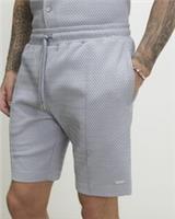 River Island Mens Shorts Blue Slim Fit Jacquard Textured Drawstring Bottoms - L Regular