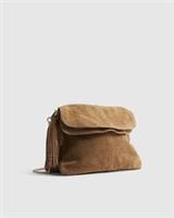 River Island Womens Shoulder Bag Brown Suede Tassel Chain Popper Fastening