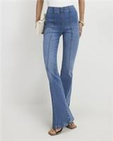 River Island Womens Flared Jeans Blue High Rise Pull On Trousers Pants Bottoms - 12 Regular Regular