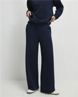 River Island Womens Joggers Navy Premium Twill Fabric Wide Leg Track Bottoms - L Regular