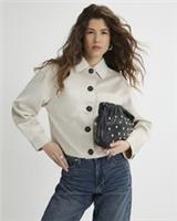 River Island Womens Overshirt Stone Faux Suede Long Sleeves Collared Top - 10 Regular
