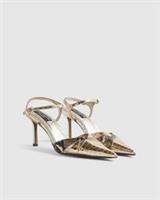 River Island Womens Court Shoes Rose Gold Cut Out Detail Heels Pointed Toe
