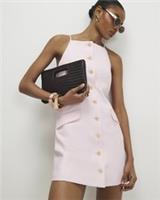 River Island Womens Mini Dress Pink Sleeveless Button Square Neck Front Pockets - 18 Regular