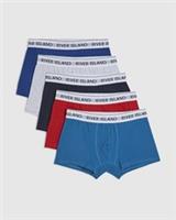 River Island Mens Trunks Red Multicolour 5 Pack RI Waistband Underwear Bottoms - L Regular