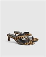 River Island Womens Mule Sandals Brown Leopard Print Toe Thong Open Toe Shoes