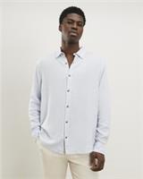 River Island Mens Shirt Blue Regular Fit Linen Blend Embroidered Graphic Top - S Regular