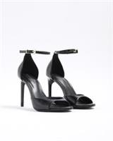 River Island Womens Heels Black Wide Fit Closed Back Open Toe Skinny Heel Shoes