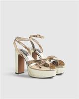 River Island Womens Heels Gold Cross Strap Platform Terry De Havilland Shoes