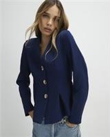 River Island Womens Jacket Navy Long Sleeve Pleated V-Neck Outerwear Top - L Regular