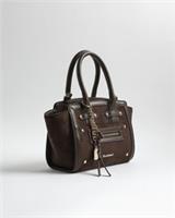 River Island Womens Tote Bag Brown Small Winged Panelled Zip Popper Fastening