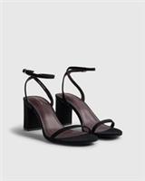 River Island Womens Heeled Sandals Black Wide Fit Open Toe Buckle Shoes