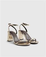 River Island Womens Heeled Sandals Gold Wide Fit Open Toe Buckle Shoes