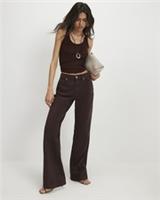 River Island Womens Bootcut Jeans Brown Mid Rise Trousers Pants Bottoms - 14 Short Regular