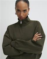 River Island Womens Sweatshirt Khaki Zip Up High Neck Long Sleeve Pockets Top - M Regular