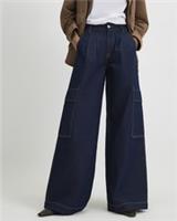 River Island Womens Baggy Jeans Blue Mid Rise Combat Trousers Pants Bottoms - 10 Short Regular