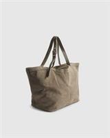 River Island Womens Shopper Bag Grey Buckle Handle Suede Zipped Popper