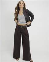 River Island Womens Wide Leg Jeans Brown Belted Pleated Trousers Pants Bottoms - 12 Short Regular