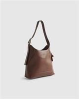 River Island Womens Slouch Bag Brown Buckled Popper Fastening Cherry Charm