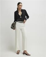River Island Womens Straight Leg Trousers White Belted Pin Tuck Pants Bottoms - 10 Regular