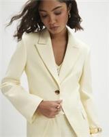 River Island Womens Blazer Yellow Cotton Cinched Long Sleeves Outerwear Top - 12 Regular
