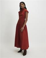 River Island Womens Maxi Dress Orange Short Sleeve Hybrid Drape Button - L Regular