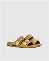 River Island Womens Sandals Beige Raffia Flat Buckle Square Open Toe Shoes