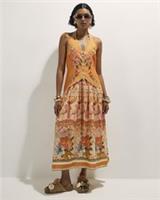 River Island Womens Maxi Dress Orange Peplum Print Floral Halter Neck Del Maar - 14 Regular