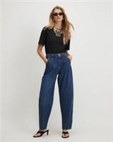 River Island Womens Barrel Leg Jeans Blue Clean Waistband Trousers Pants Bottoms - 10 Short Regular