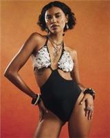 River Island Womens Swimsuit Black Shell Detail Cupped Padded Swimwear Beachwear - 12 Regular