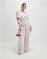 River Island Womens Jumpsuit Pink Asymmetric neck Drape Sleeveless Outfit - M Regular