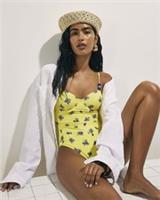 River Island Womens Swimsuit Yellow Floral Underwired Swimwear Beachwear - 10 Regular