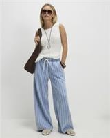 River Island Womens Wide Leg Jeans Petite Stripe Pyjama Style Drawstring Pants - 6 Extra Short Petites