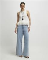 River Island Womens Wide Leg Jeans Blue 5 Pocket Denim Trousers Pants Bottoms - 10 Regular Regular