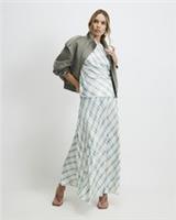 River Island Womens Maxi Skirt Blue Check Elasticated Waistband Bottom - 12 Regular