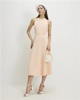River Island Womens Midi Dress Orange Bow Back Detail Round Neck Zip Sleeveless - 14 Regular