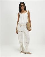 River Island Womens Jumpsuit Cream Cotton Blend Lace Insert Sleeveless Outfit - M Regular