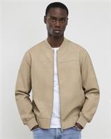 River Island Mens Bomber Jacket Beige Faux Leather Long Sleeves Outerwear Top - S Regular